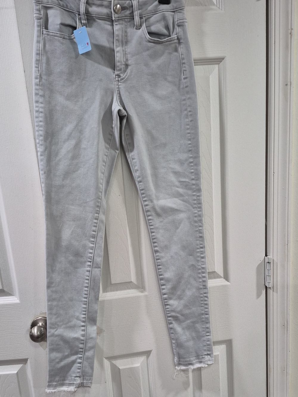 American Eagle Light Gray Jean Leggings with Embossed Waistband